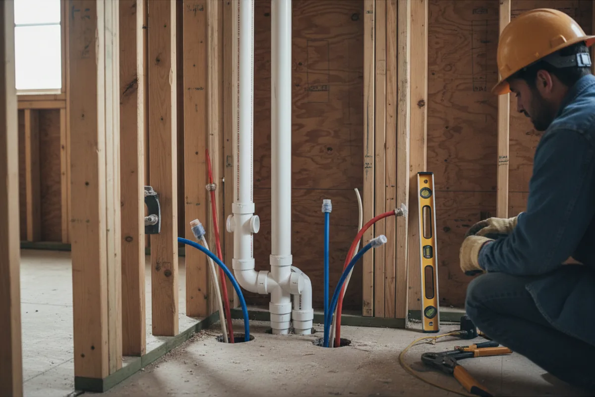 Drain and supply rough-in during Drain Cleaning in Germantown